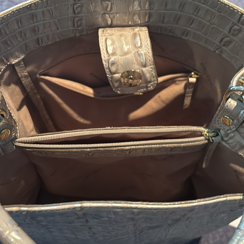 Brahmin Croc-Embossed Cream Tote - Picture 3 of 4